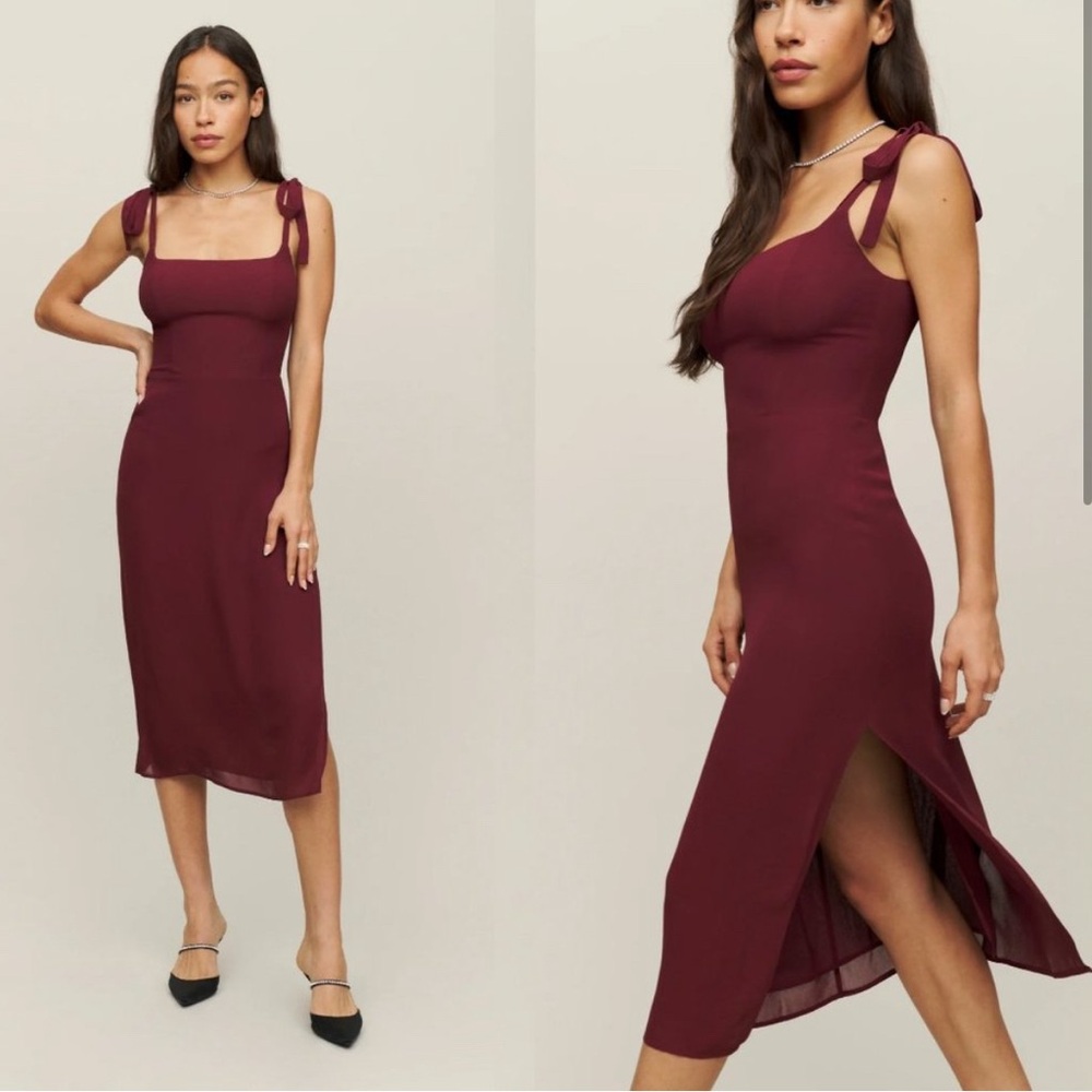 Reformation Besse Dress NWT Burgundy Midi Dress